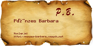 Pénzes Barbara névjegykártya